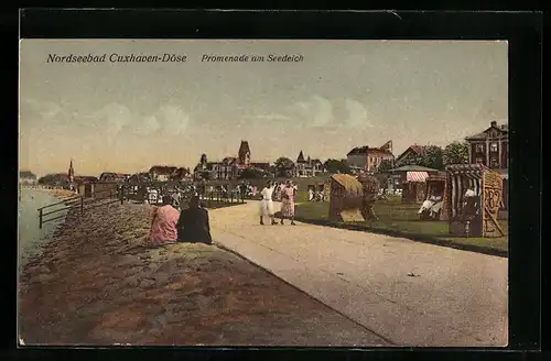 AK Cuxhaven-Döse, Promenade am Seedeich