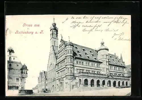 AK Rothenburg, Brunnen am Rathaus