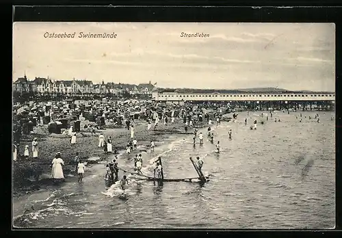 AK Swinemünde, Strandleben am Bad