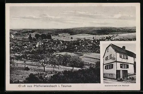 AK Pfaffenwiesbach i. Taunus, Gastwirtschaft zum Maibach, Ortsansicht