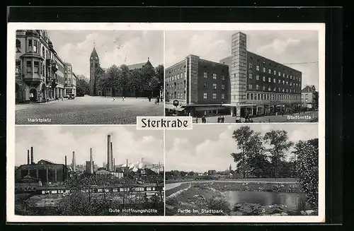 AK Sterkrade, Marktplatz, Stadtmitte, Gute Hoffnungshütte, Partie im Stadtpark