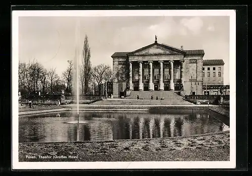 AK Posen, Theater, Grosses Haus, Springbrunnen