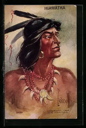 Künstler-AK Indian Warrior of Hiawatha