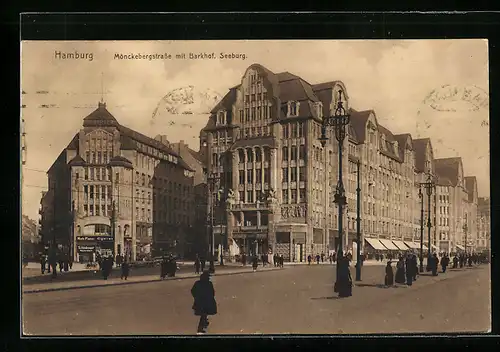 AK Hamburg, Mönckebergstrasse mit Barkhof, Seeburg