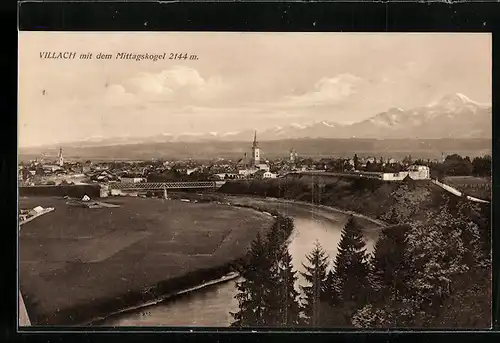 AK Villach, Gesamtansicht mit Mittagskogel