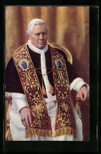 AK Papst Pius X., Portrait mit Schal
