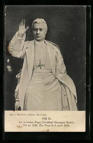 AK Papst Pius X. mit erhobener rechter Hand