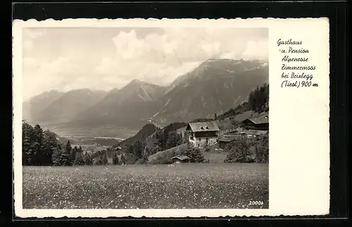 AK Zimmermoos bei Brixlegg, Gasthaus und Pension Alpenrose mit Umgebung aus der Vogelschau