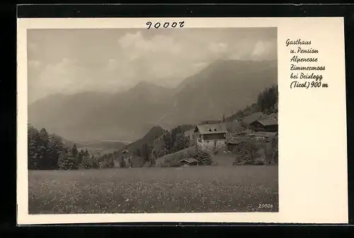 AK Zimmermoos bei Brixlegg, Gasthaus und Pension Alpenrose bei diesigem Wetter