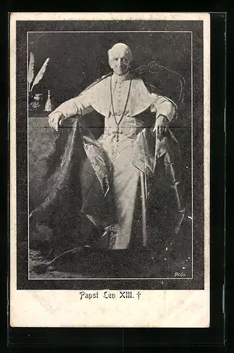 AK Papst Leo XIII. in Robe mit Kreuzkette