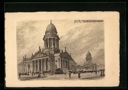 Künstler-AK Berlin, Blick auf Gendarmenmarkt