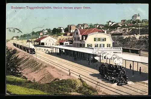 AK Herisau, Bodensee-Toggenburgbahn-Station gegen Osten, Bahnhof