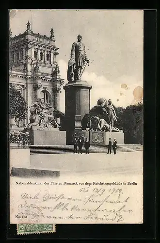 AK Berlin-Tiergarten, Reichstagsgebäude, Denkmal Fürst Bismarck