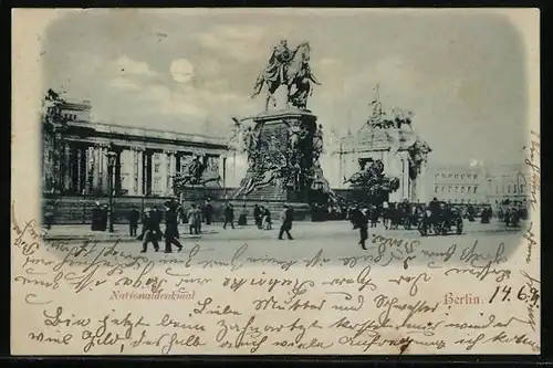 Mondschein-AK Berlin, Das Nationaldenkmal im Vollmondlicht