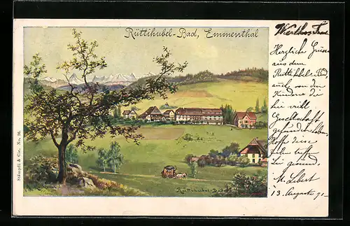 Künstler-AK Rüttihubel-Bad /Emmenthal, Panorama