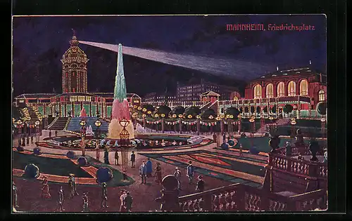 AK Mannheim, Jubiläums-Ausstellung 1907, Friedrichsplatz