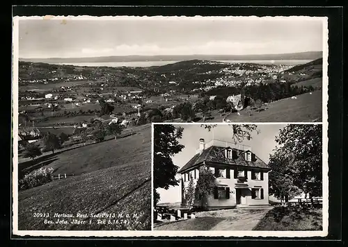 AK Herisau, Restaurant Sedel, Panoramablick auf den Ort