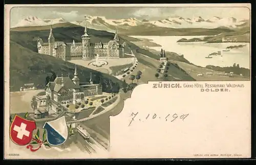 Lithographie Zürich, Grand Hotel Restaurant Waldhaus Dolder