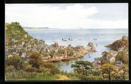 Künstler-AK A. R. Quinton: Looe, Panorama from the Downs