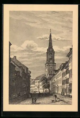 Künstler-AK Berlin, Strassenpartie mit Blick zur Parochialkirche, das schöne alte Berlin, Klosterstrasse