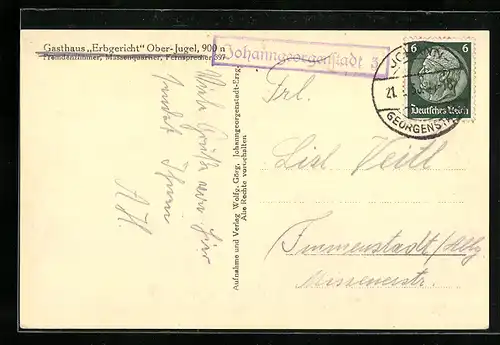 AK Landpoststempel Johanngeorgenstadt 3