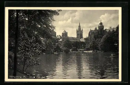 AK Königsberg, Blick von der Schlossteichpromenade