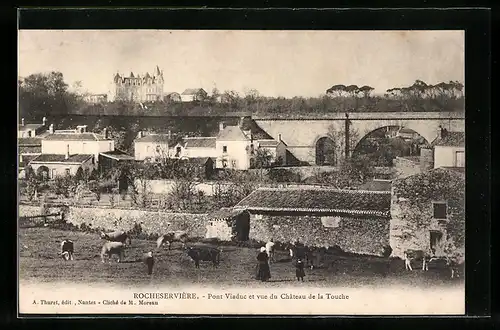 AK Rocheservière, Pont Viaduc et vue du Château de la Touche