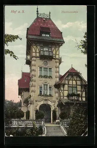 AK Hof i. B., vor dem Restaurant Theresienstein