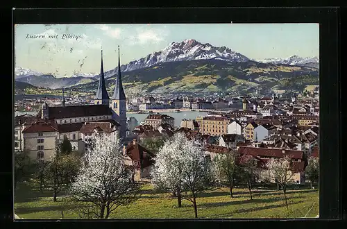 AK Luzern, Generalansicht mit Pilatus