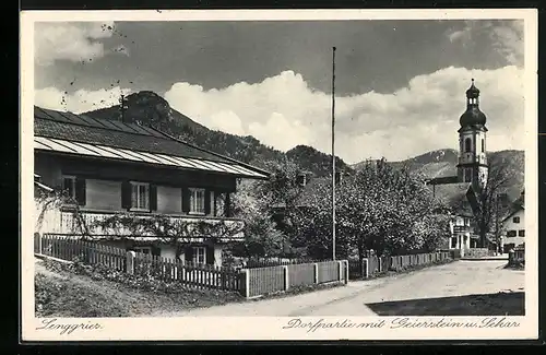 AK Lenggries, Dorfpartie mit Geierstein und Secker