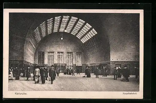 AK Karlsruhe, Vorhalle im neuen Hauptahnhof