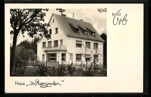 AK Bad Orb, vor dem Hotel Im Rosengarten