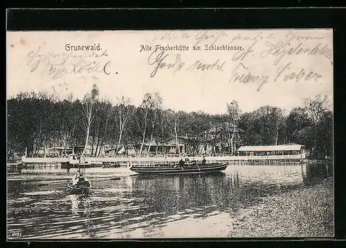 AK Berlin-Grunewald, Gasthaus Alte Fischerhütte K. Griebel am Schlachtensee