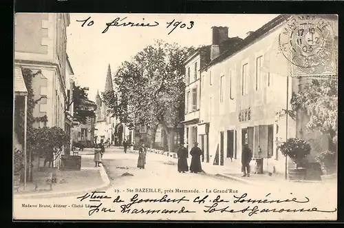 AK Ste-Bazeille, La Grand` Rue, Strassenpartie