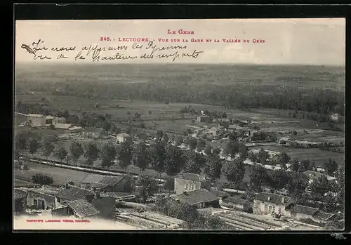 AK Lectoure, Vue sur la gare et la vallée du Gers