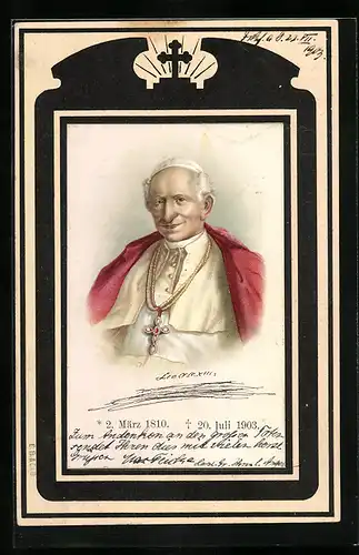 AK Portrait von Papst Leo XIII., 1810-1903