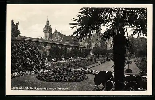 AK Kolberg, Rosengarten und Kurhaus Strandschloss