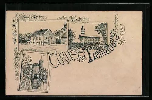 Lithographie Gonsenheim, Gasthaus Leniaberg Forsthaus