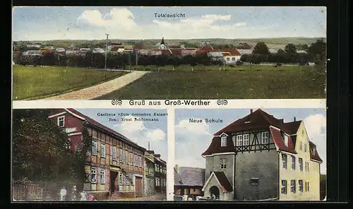 AK Werther-Grosswerther, Gasthaus zum deutschen Kaiser, Neue Schule