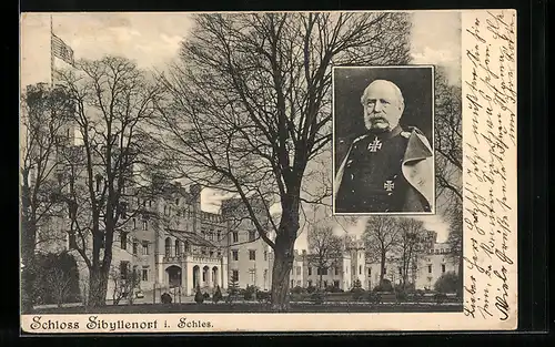 AK Oels, Schloss Sibyllenort, Portrait Albert von Sachsen