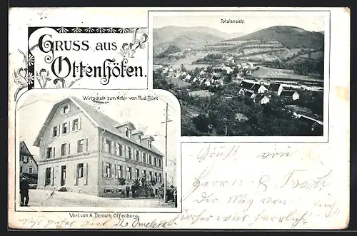 AK Ottenhöfen, Gasthaus zum Adler, Ortsansicht