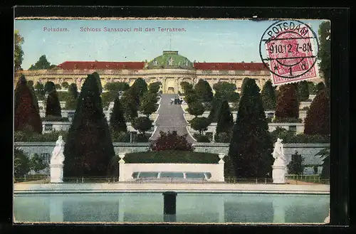 AK Potsdam, Schloss Sanssouci mit den Terrassen