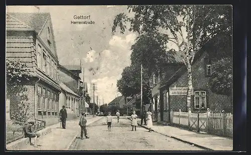 AK Gettorf, Herrenstrasse mit Bäckerei & Konditorei