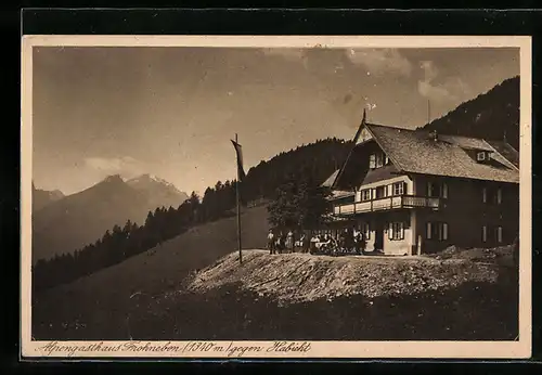 AK Telfes / Stubai, Alpengasthaus Frohneben gegen Habicht