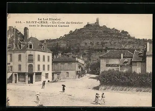 AK Saint-Cere, Un coin du Gravier vers le Boulevard Carnot