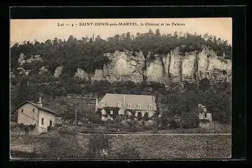 AK Saint-Denis-près-Martel, Le Chateau et les Falaises