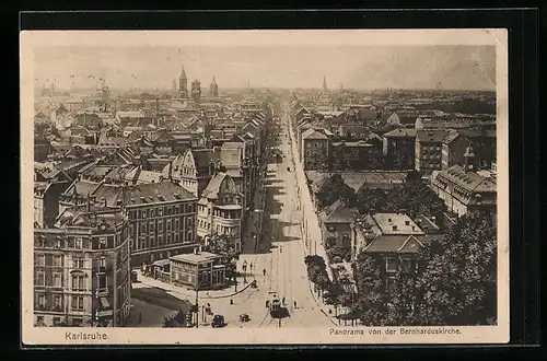 AK Karlsruhe, Panoramablick von der Bernharduskirche