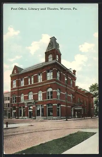 AK Warren, PA, Post Office, Library and Theatre