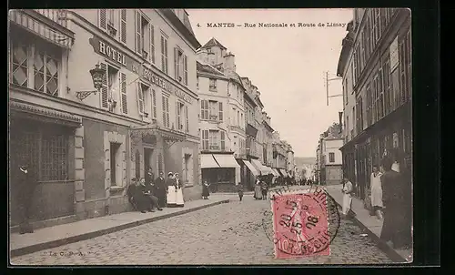 AK Mantes, Rue Nationale et Route de Limay, Hotel du Rocher de Gangale