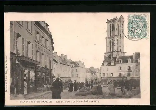 AK Mantes-la-Jolie, la Place du Marché au Blé